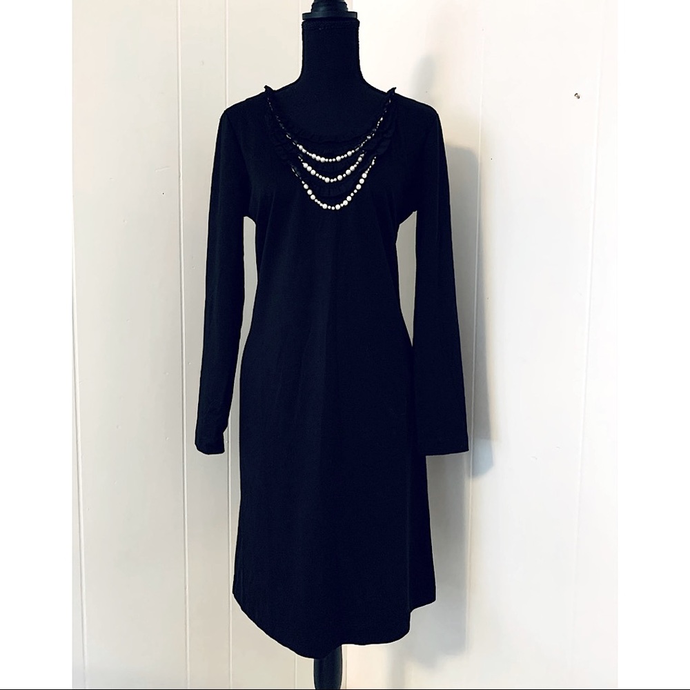 Vintage Chadwicks Black Graduated Faux Pearl Bodice Dress Size 10